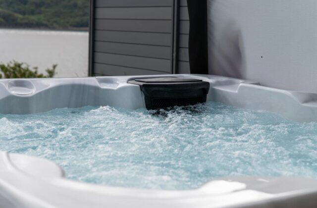 Clean water bubbling in a hot tub.