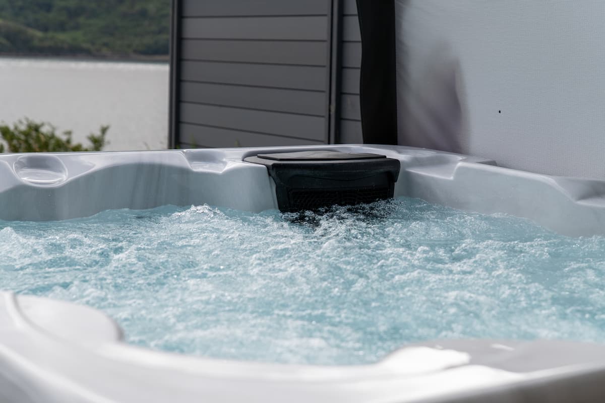 Clean water bubbling in a hot tub.