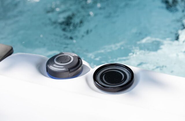 A close up image of the Platinum Spas Tokyo hot tub.