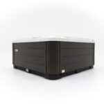 Platinum Spas Happy hot tub rear corner view of the cabinet panelling