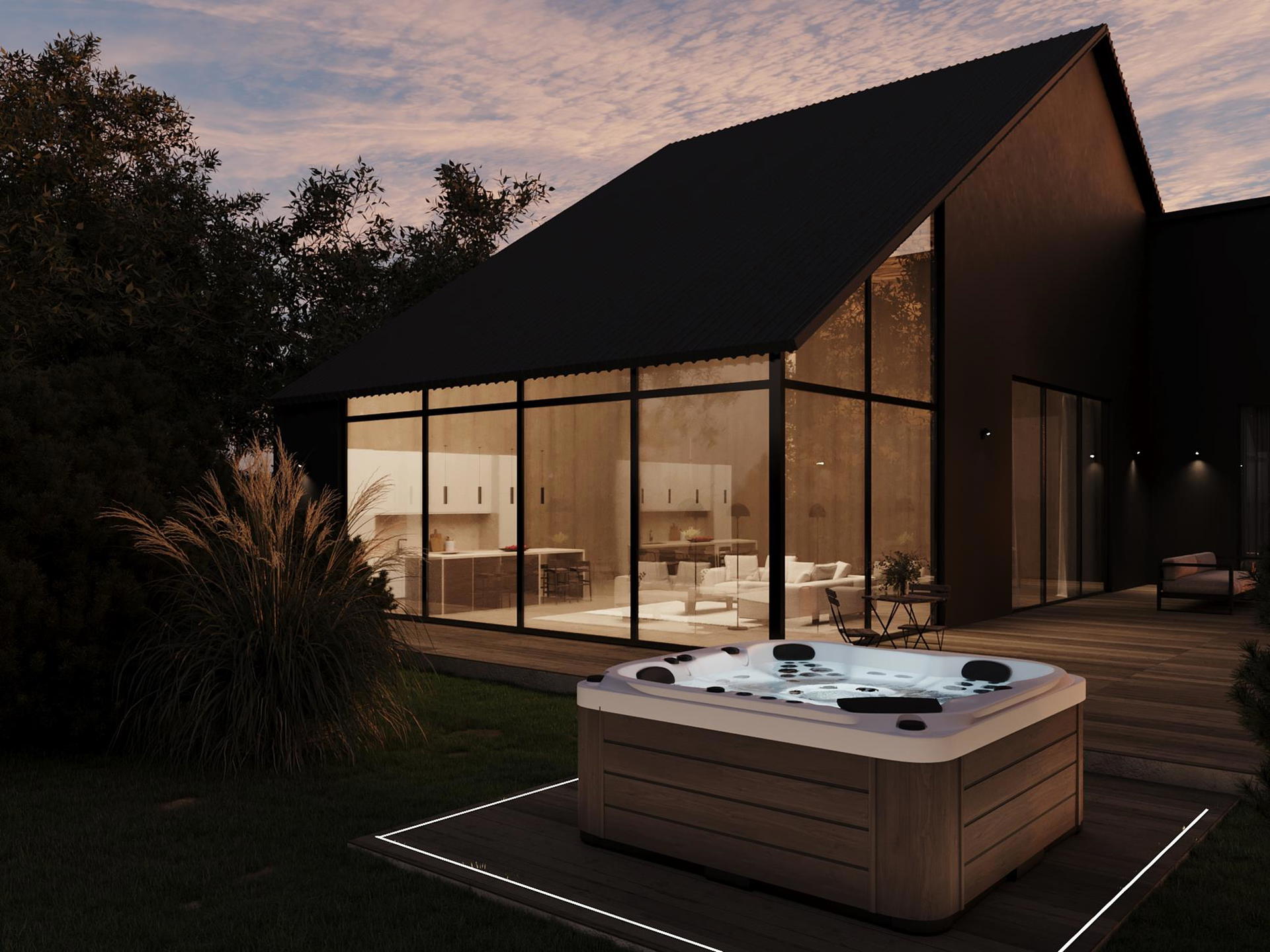 Happy Hot Tub lifestyle night view