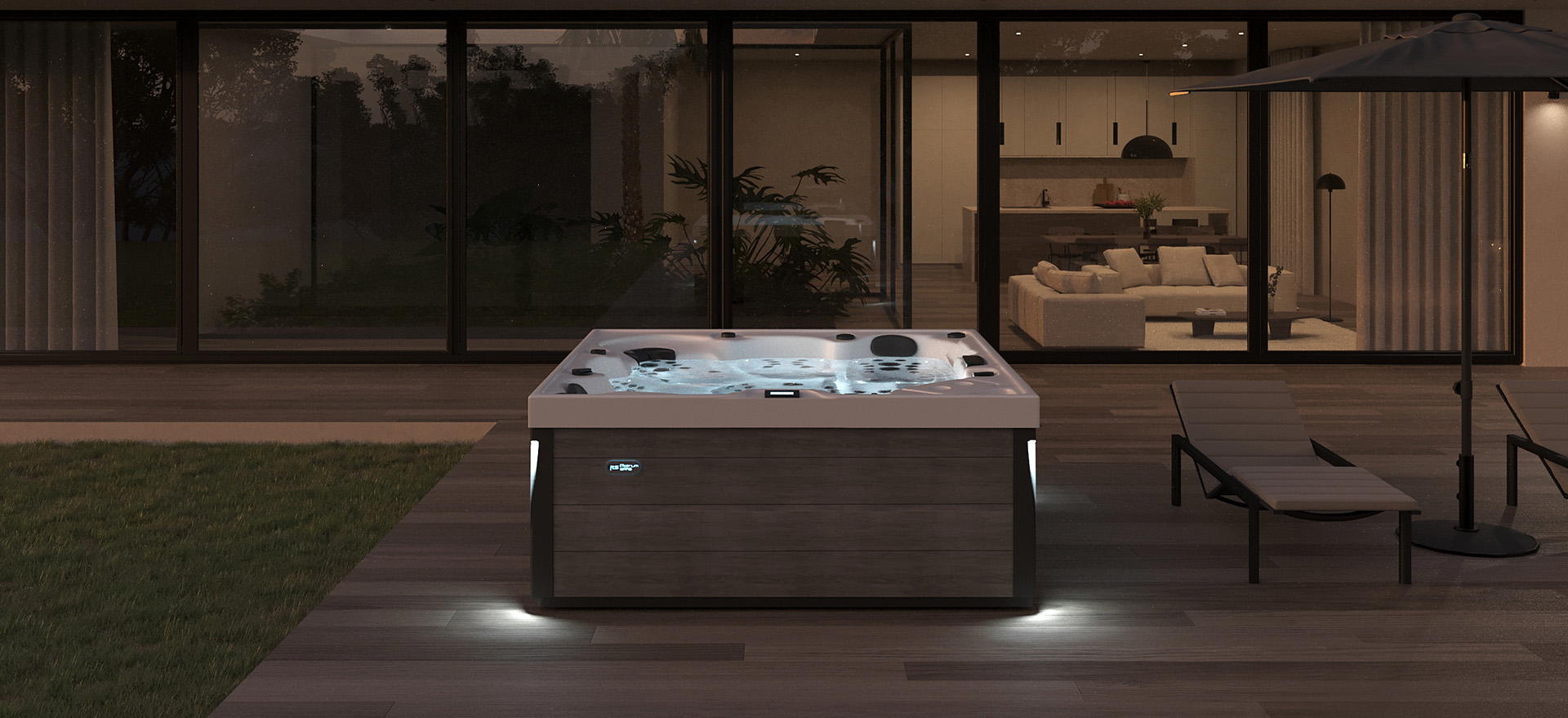 Onyx Hot Tub lifestyle night view