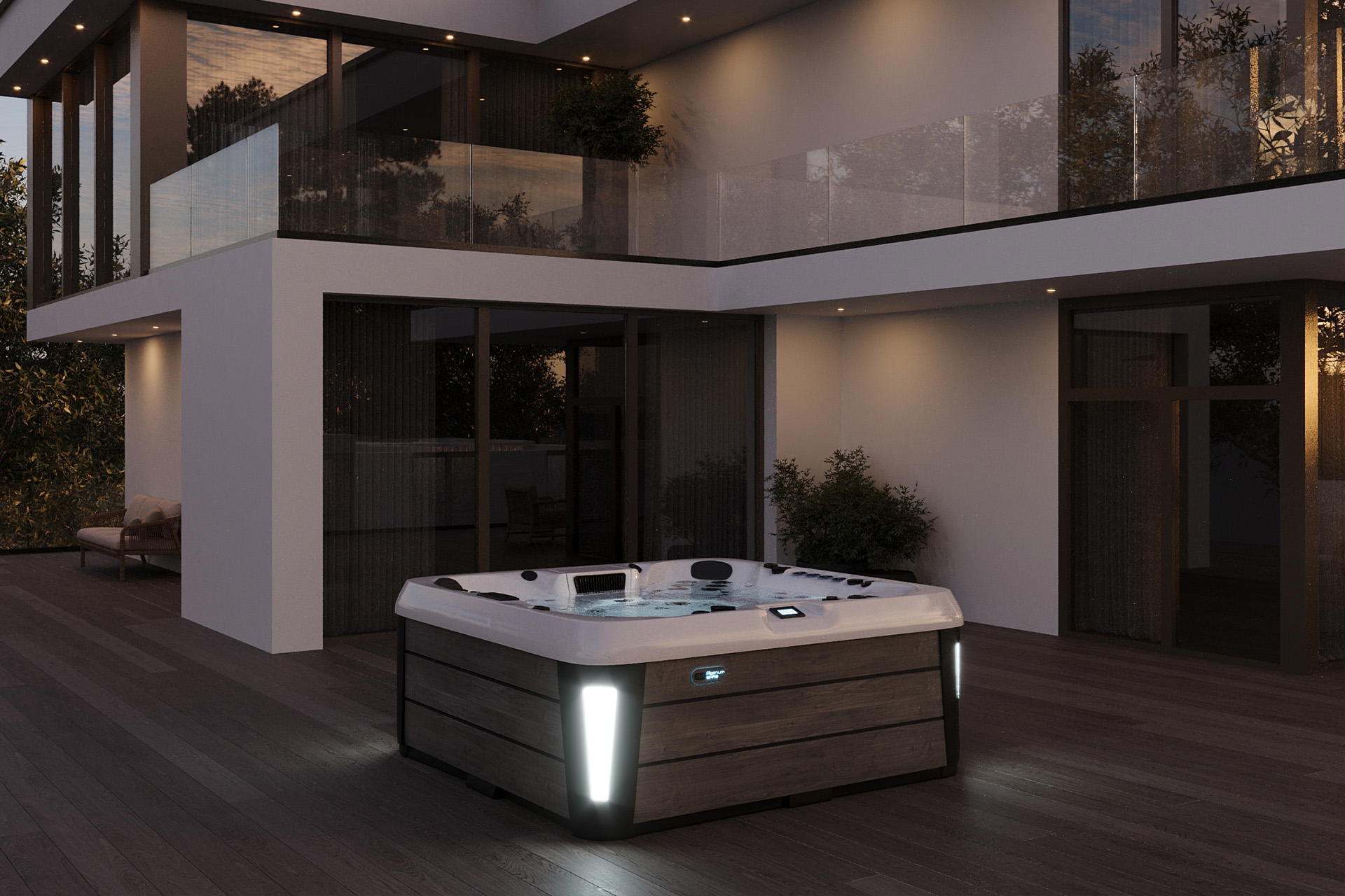 Oslo Hot Tub lifestyle night view