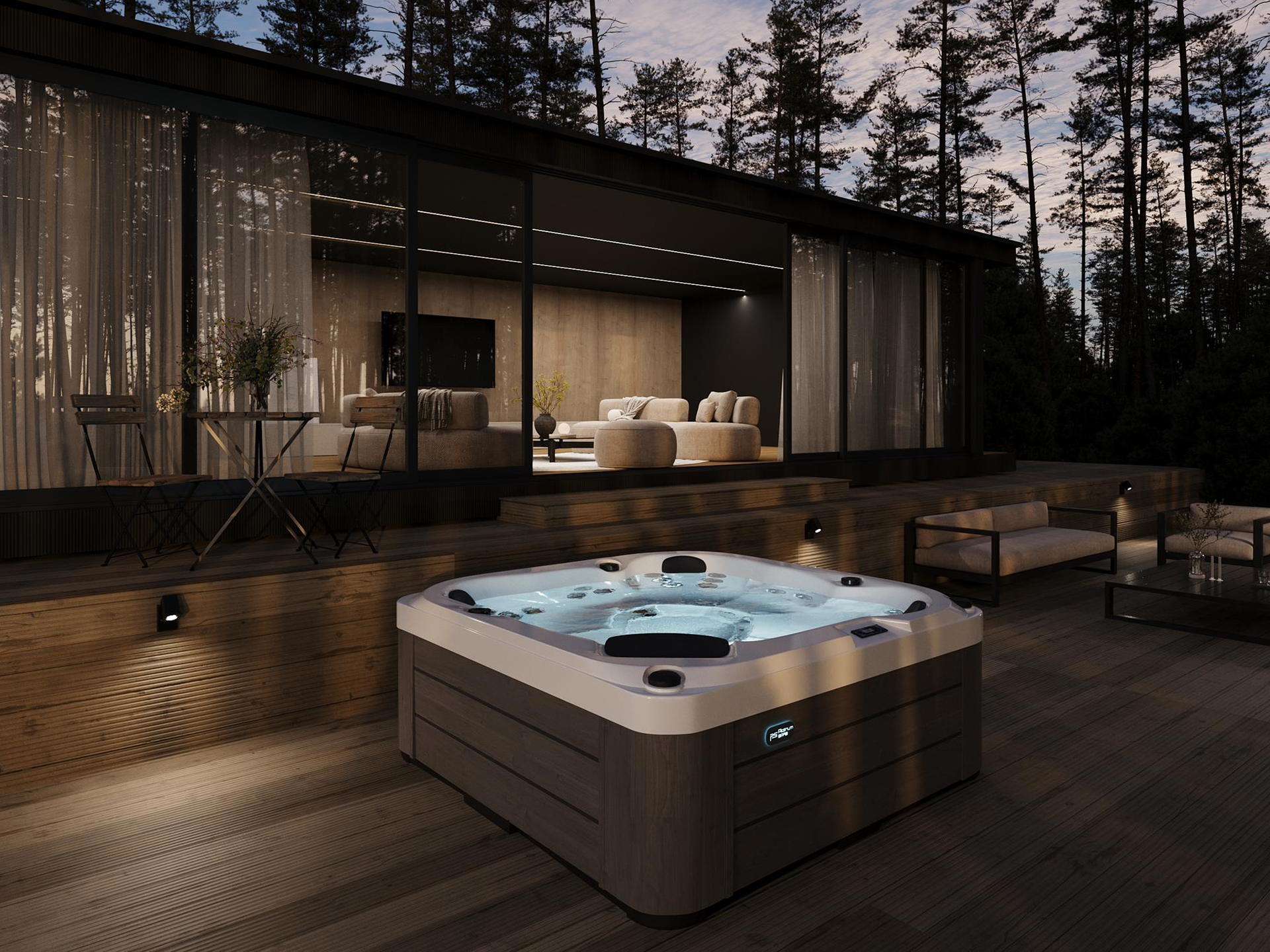 St Tropez Hot Tub lifestyle night view