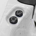 Platinum Spas Tahiti hot tub headrest with two hydrotherapy jets positioned beneath it