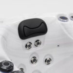 Platinum Spas Tahiti hot tub cluster of hydrotherapy jets surrounding the corner seat