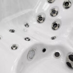 Platinum Spas Tahiti hot tub close-up of multiple hydrotherapy jets set into the acrylic shell