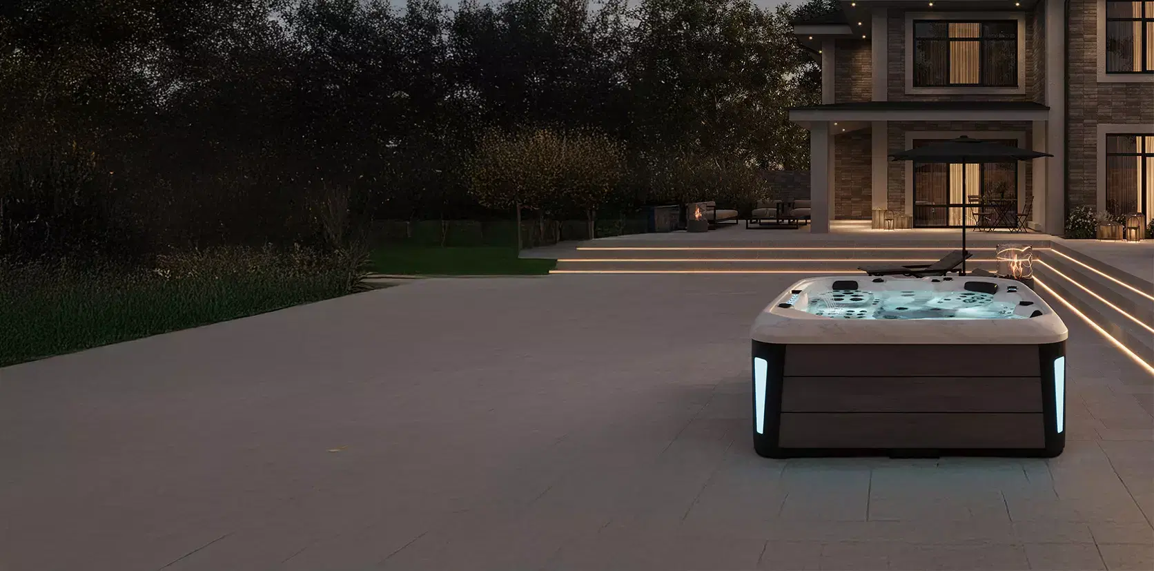 Platinum Spas Barcelona Hot Tub at night
