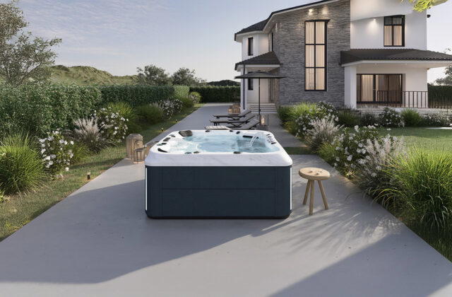 Platinum Spas Positano Hot Tub in a garden