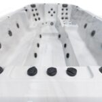 Platinum Spas Titan swim spa empty interior overhead view looking down the central swim lane