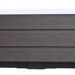 Platinum Spas Vacation Social hot tub rear cabinet panel, showing the wood-effect texture and base trim